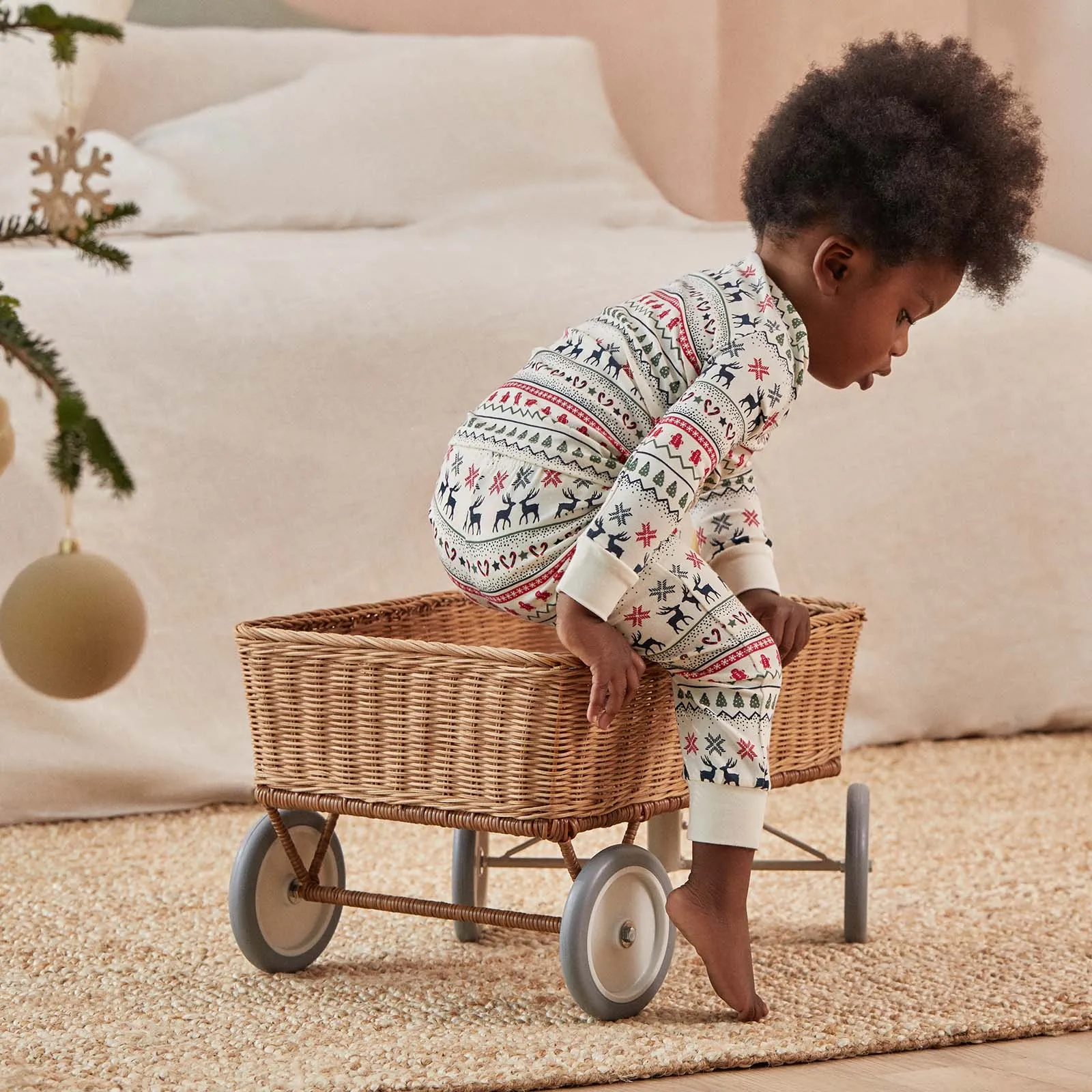 Fair Isle Print Clever Zip Baby Pajamas