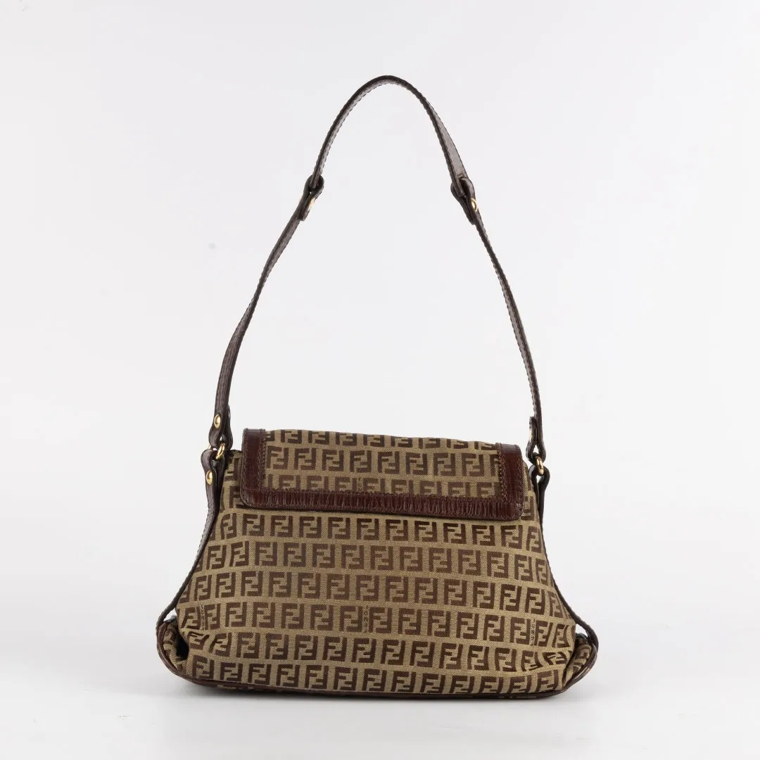 Fendi Zucchino Monogram Front Flap Shoulder Bag