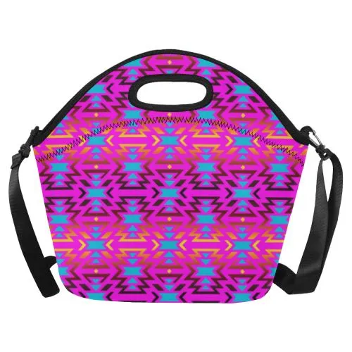 Fire Colors and Sky Cotton Candy Neoprene Lunch Bag/Large