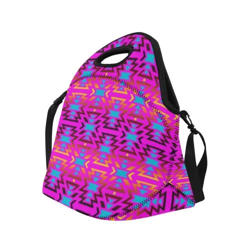 Fire Colors and Sky Cotton Candy Neoprene Lunch Bag/Large