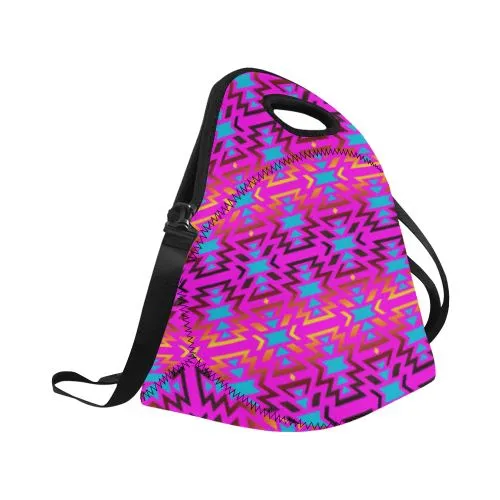 Fire Colors and Sky Cotton Candy Neoprene Lunch Bag/Large