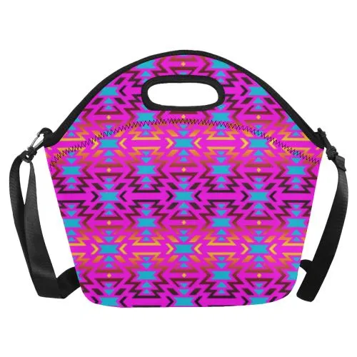 Fire Colors and Sky Cotton Candy Neoprene Lunch Bag/Large