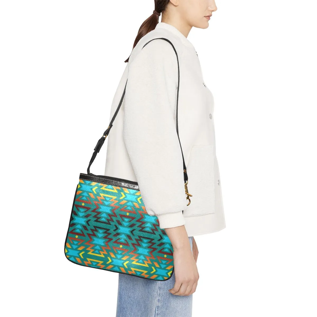 Fire Colors and Turquoise Teal Small Shoulder Bag