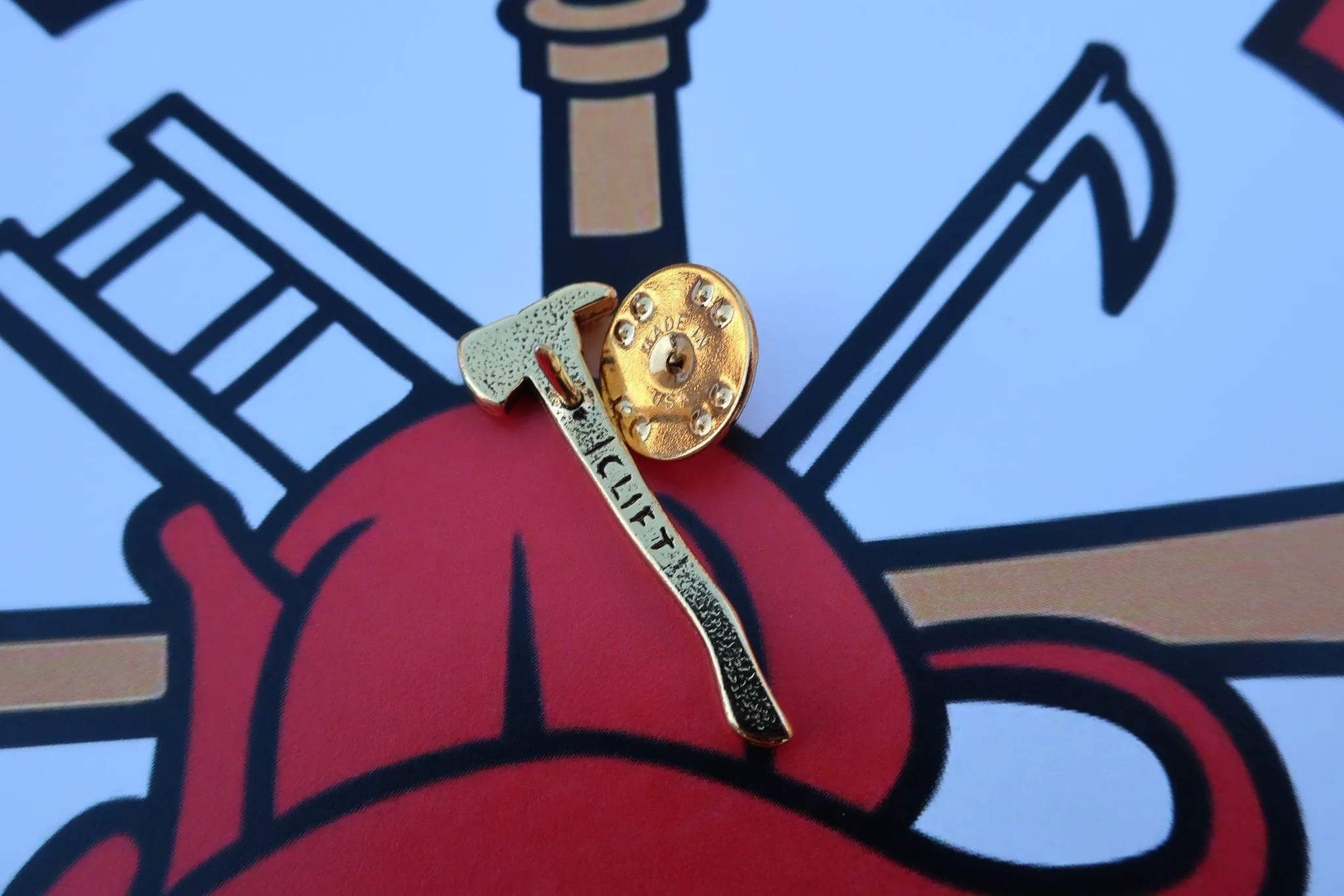 Fireman's Axe Gold Lapel Pin