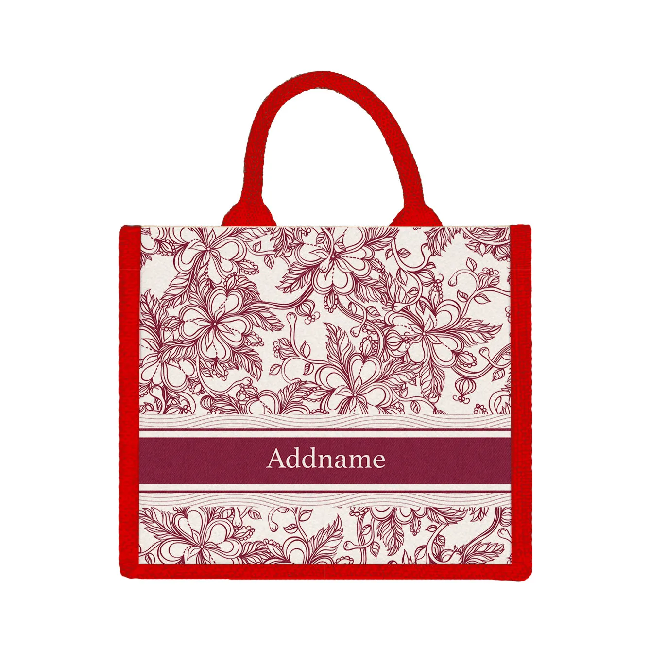 Floral Artline Series Jute Tote Bag [FREE Custom Add Name]