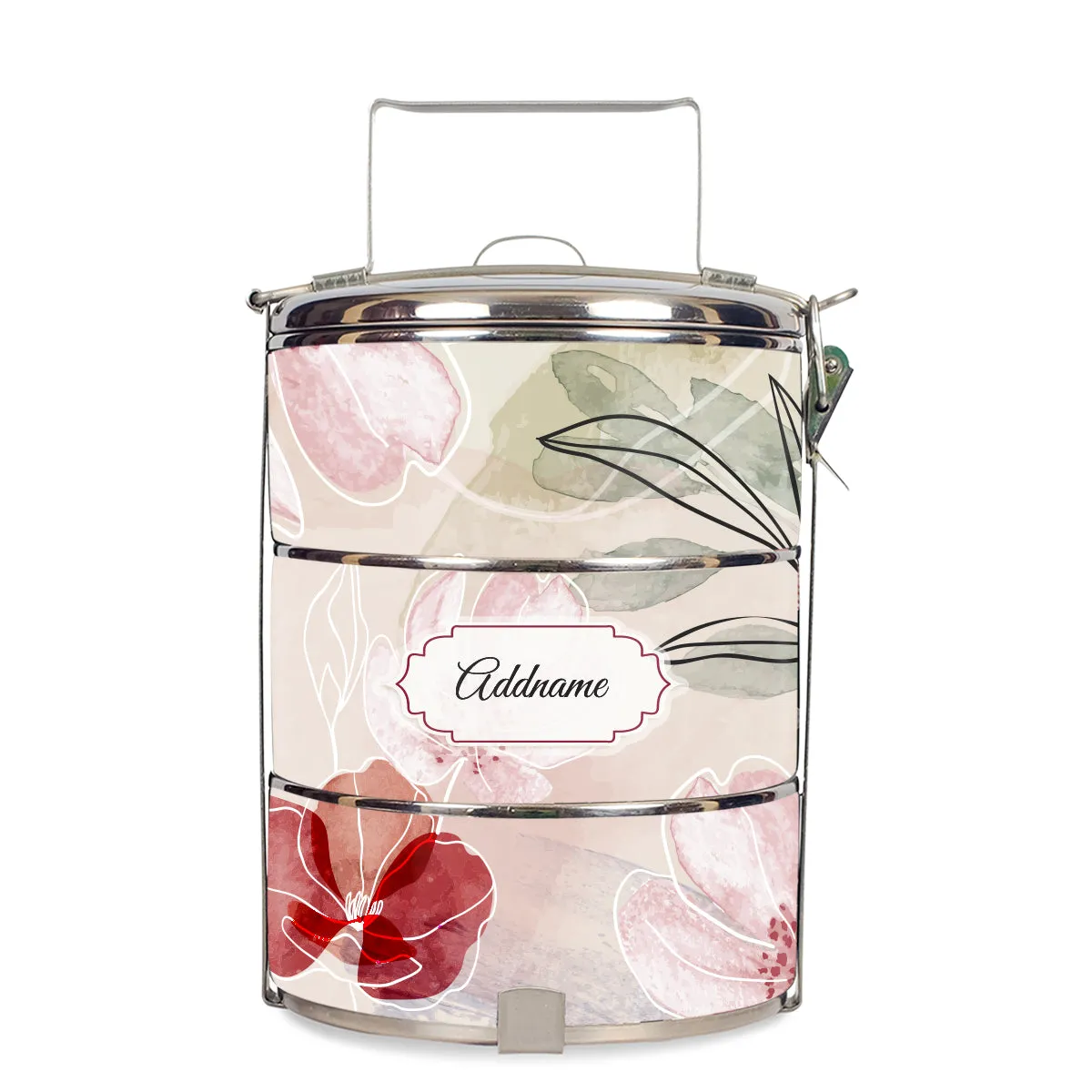 Floral Flourish Flora Series 3-Tier Standard Small 12cm Tiffin Carrier [FREE Custom Add Name]