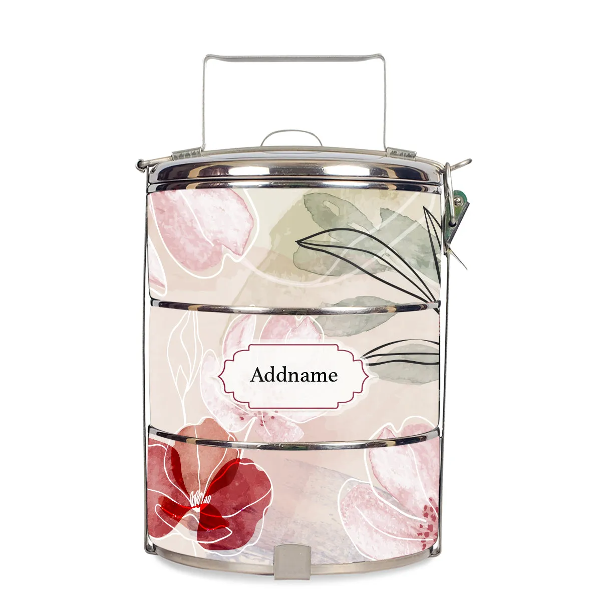 Floral Flourish Flora Series 3-Tier Standard Small 12cm Tiffin Carrier [FREE Custom Add Name]