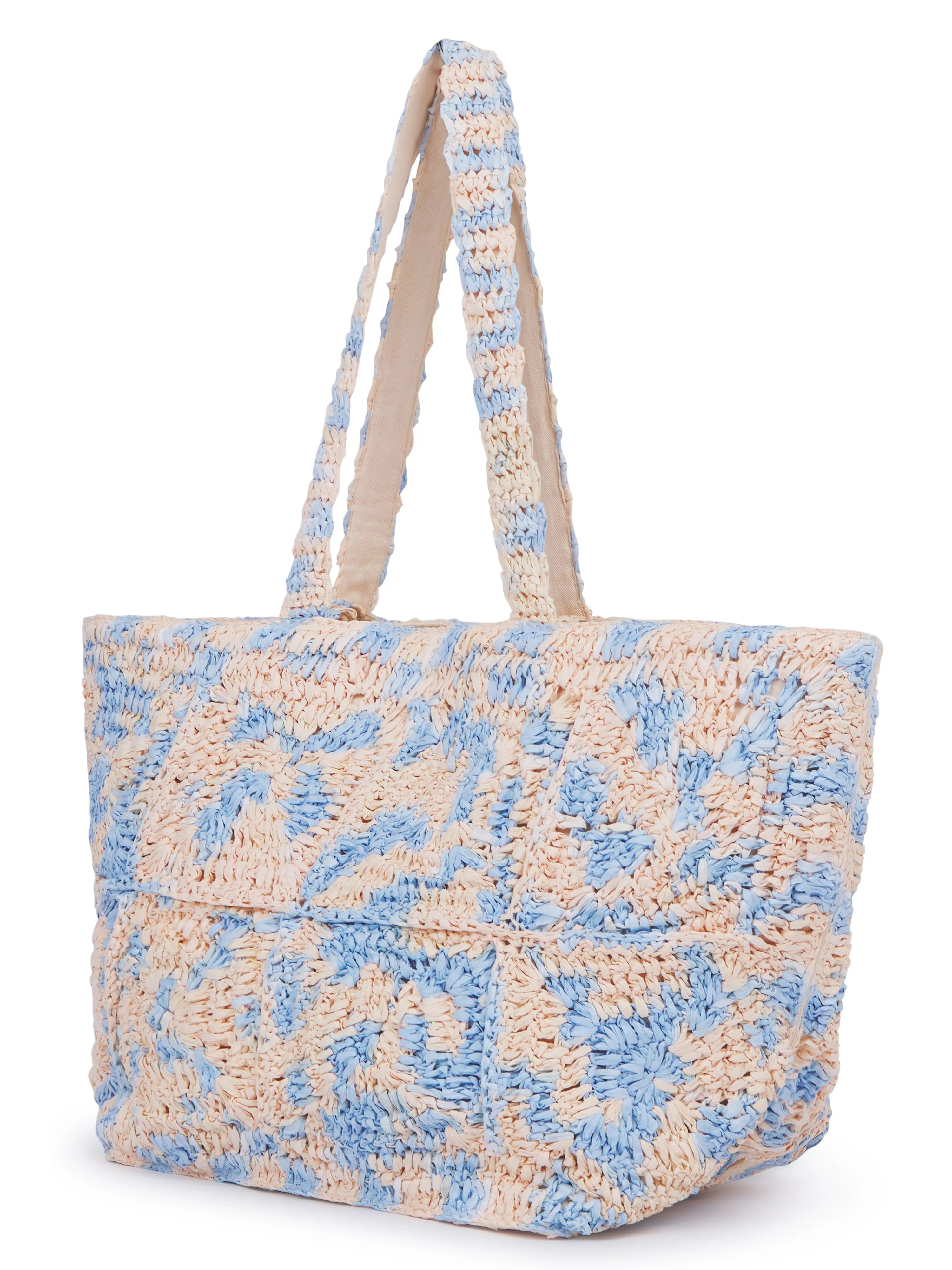 Glasto Crochet Tote Blue Mix