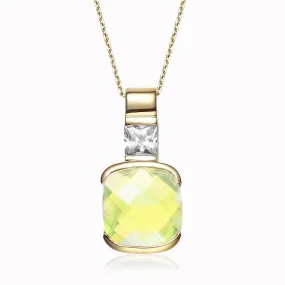 Gold Plated Sterling Silver and Cubic Zirconia Solitaire Pendant