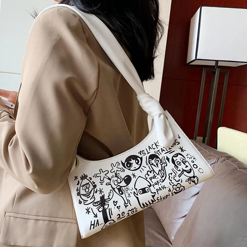 Graffiti Print Ulzzang Short Strap Shoulder Bag