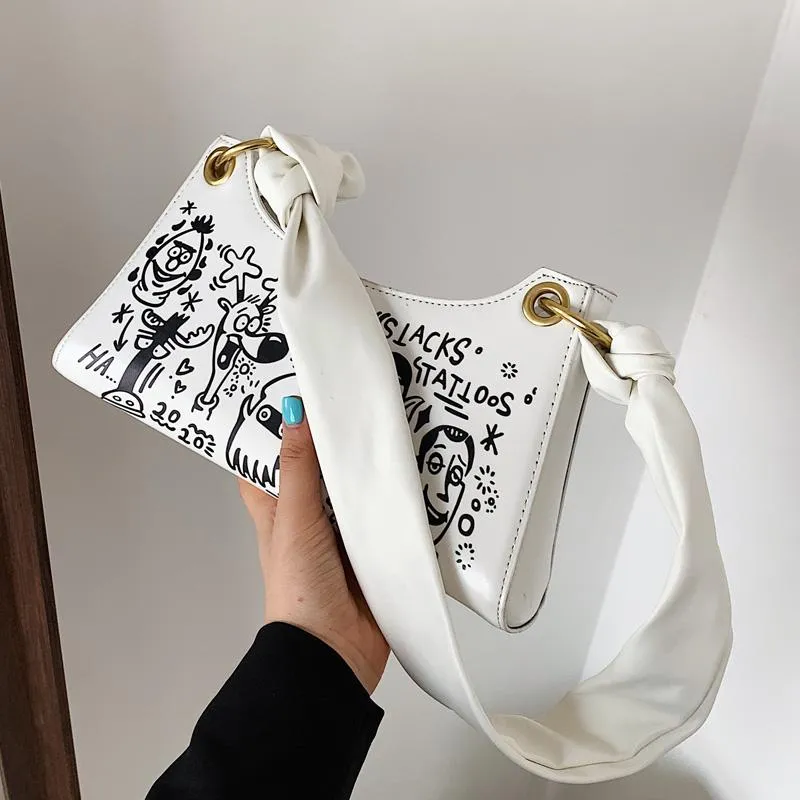 Graffiti Print Ulzzang Short Strap Shoulder Bag