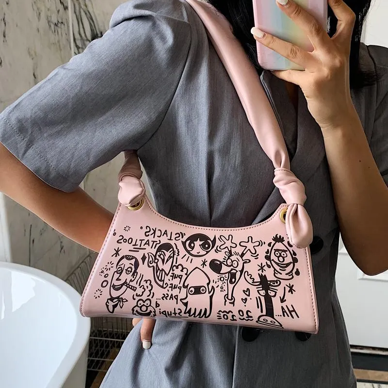 Graffiti Print Ulzzang Short Strap Shoulder Bag