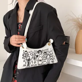 Graffiti Print Ulzzang Short Strap Shoulder Bag