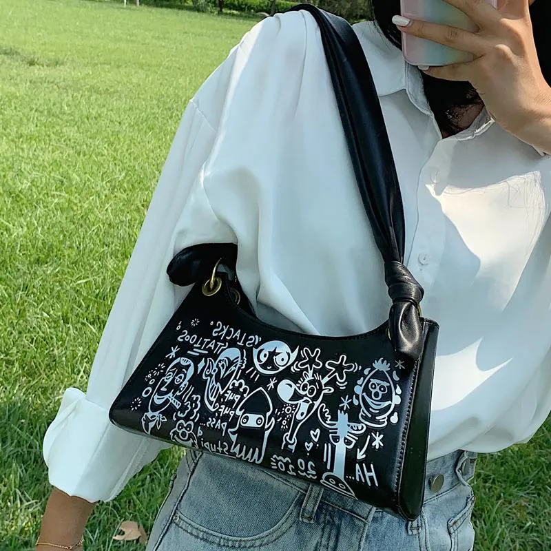 Graffiti Print Ulzzang Short Strap Shoulder Bag