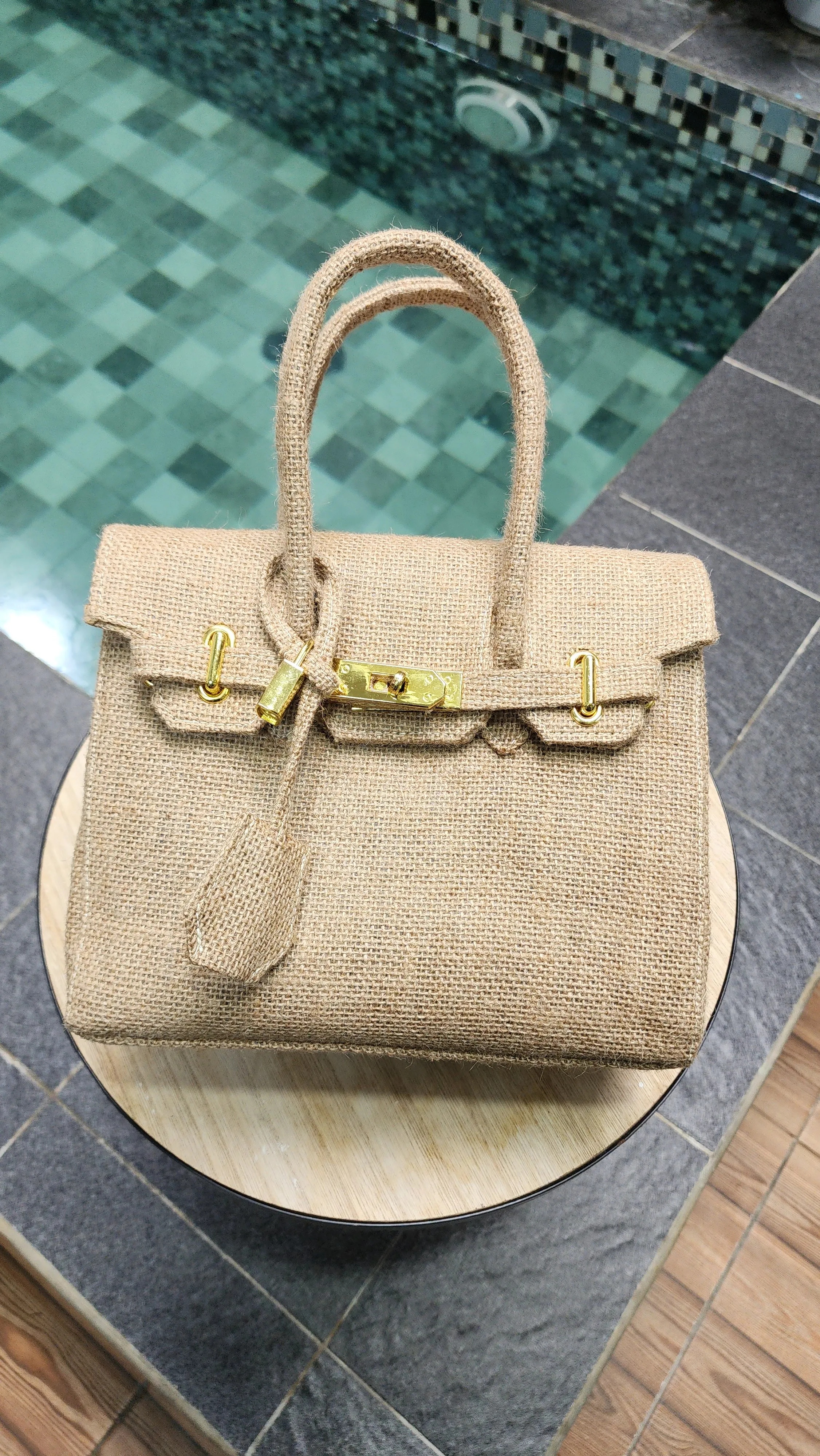 Handmade burlap / jute bag, Small size (25cm)_style 3