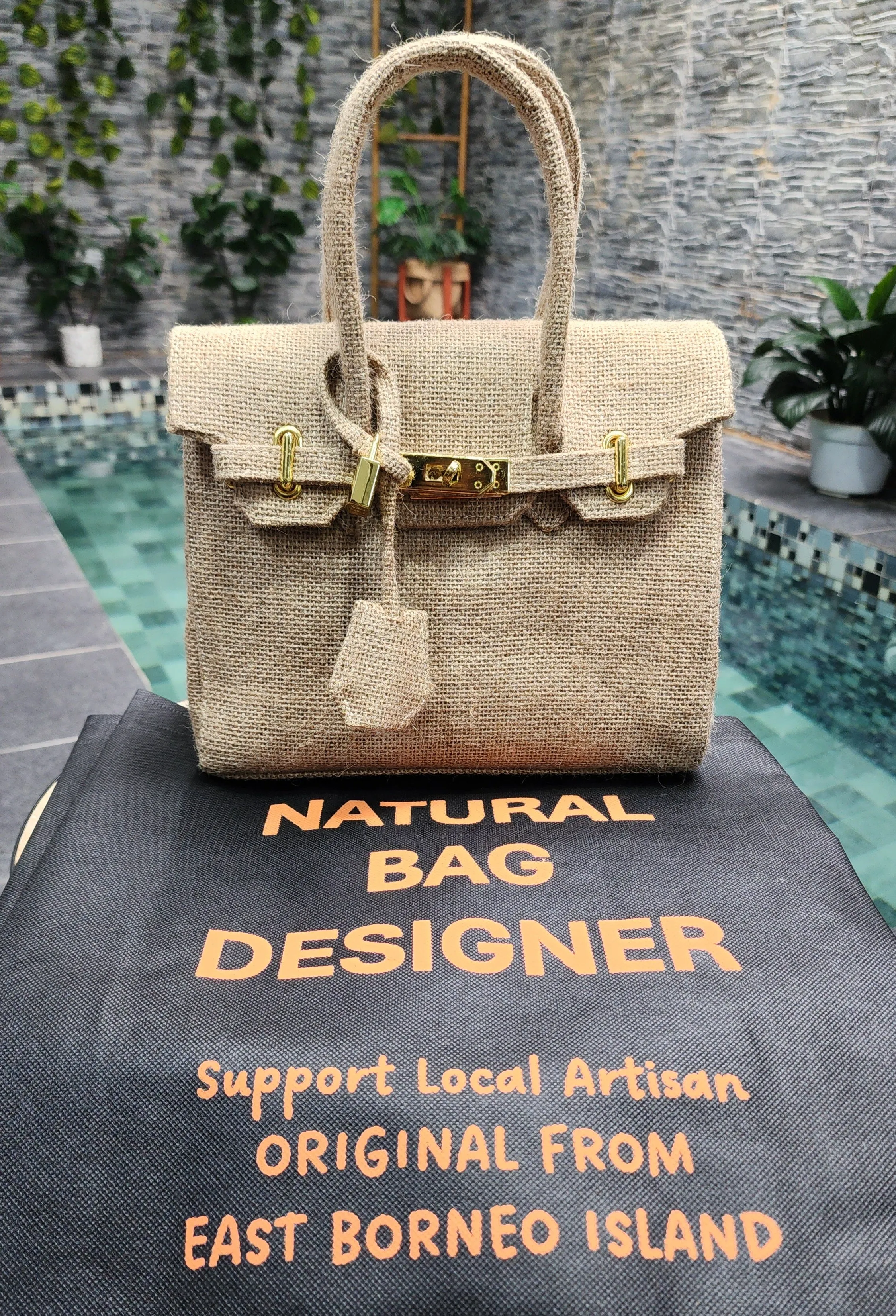 Handmade burlap / jute bag, Small size (25cm)_style 3