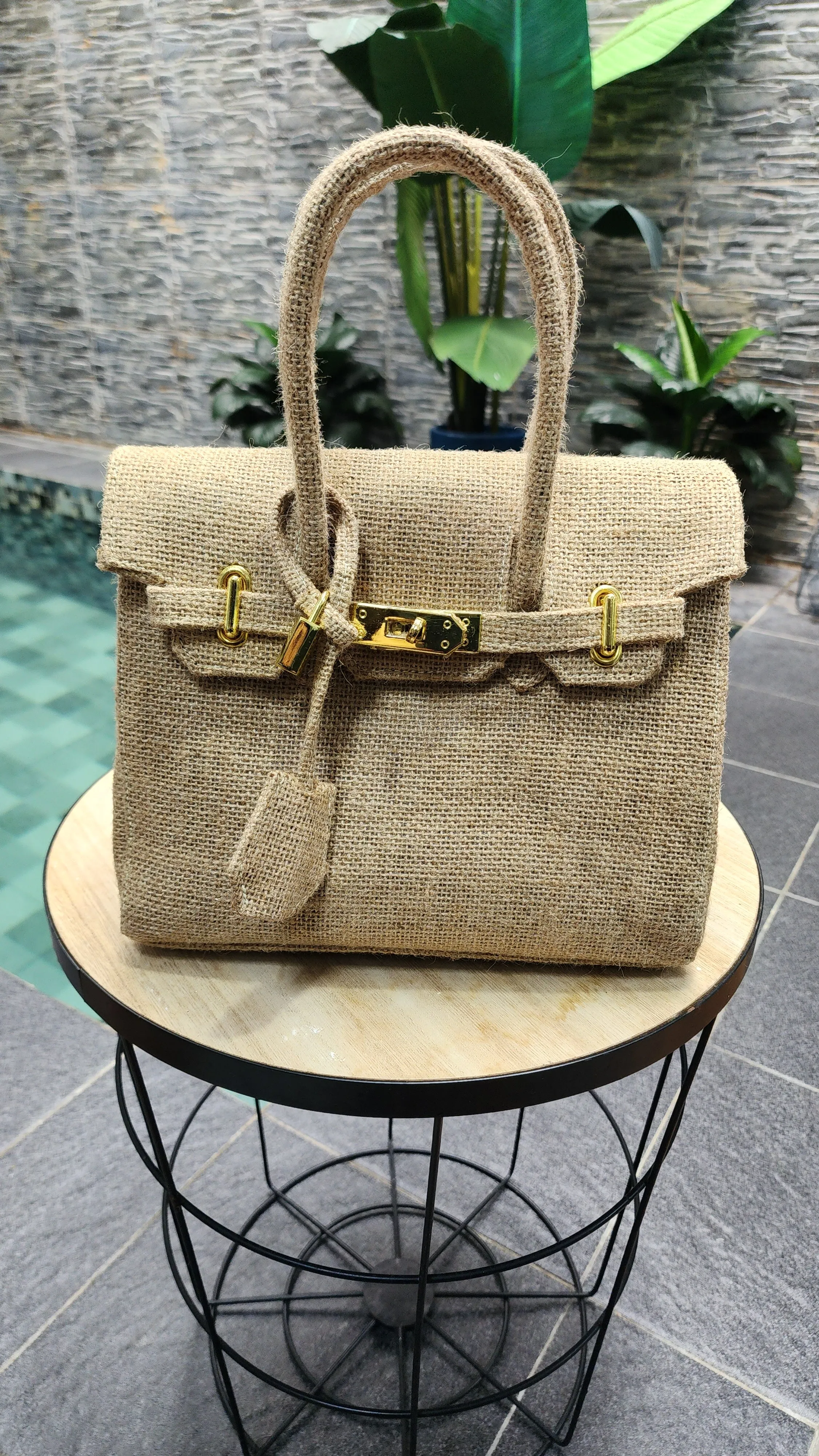 Handmade burlap / jute bag, Small size (25cm)_style 3