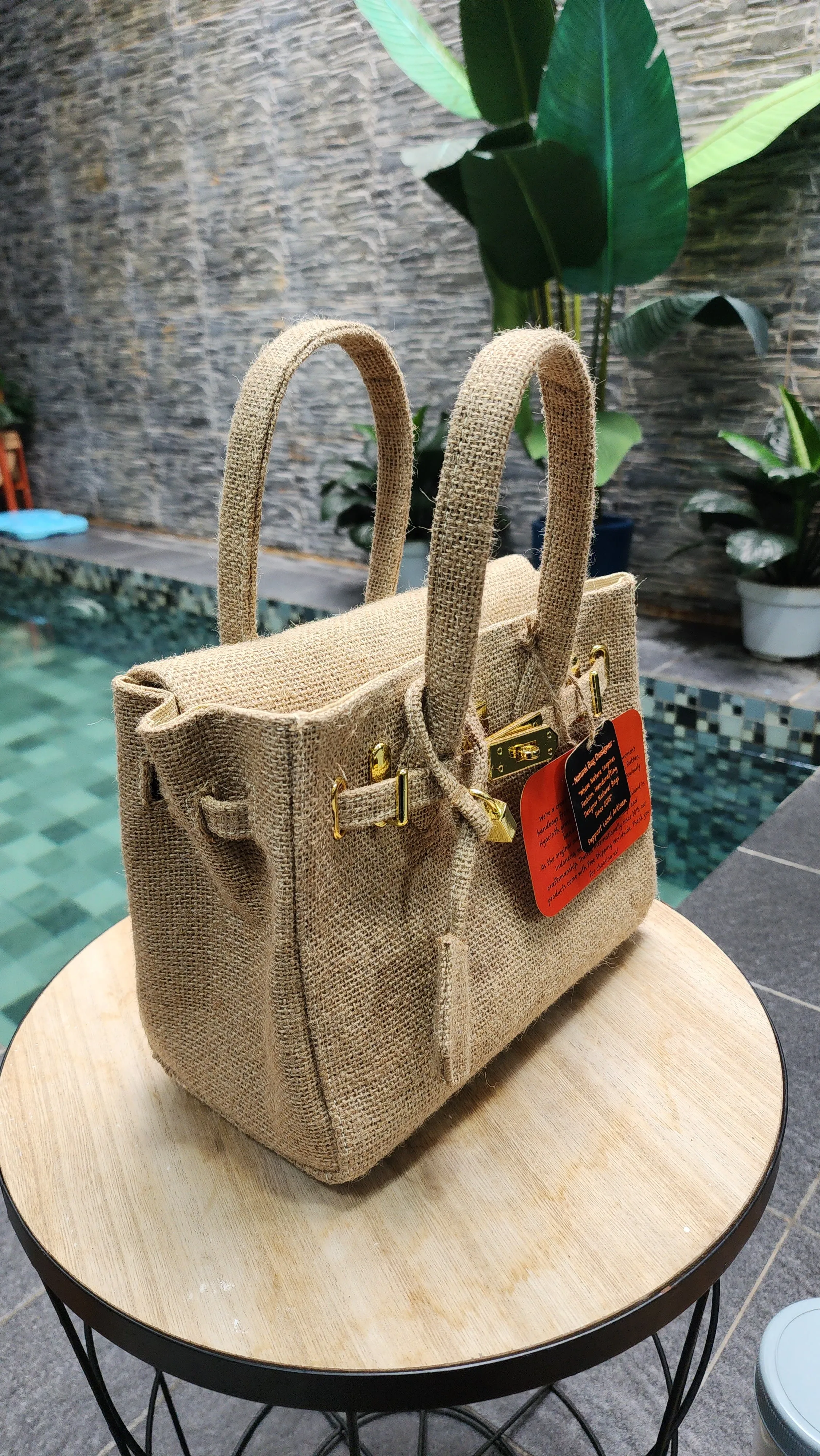 Handmade burlap / jute bag, Small size (25cm)_style 3