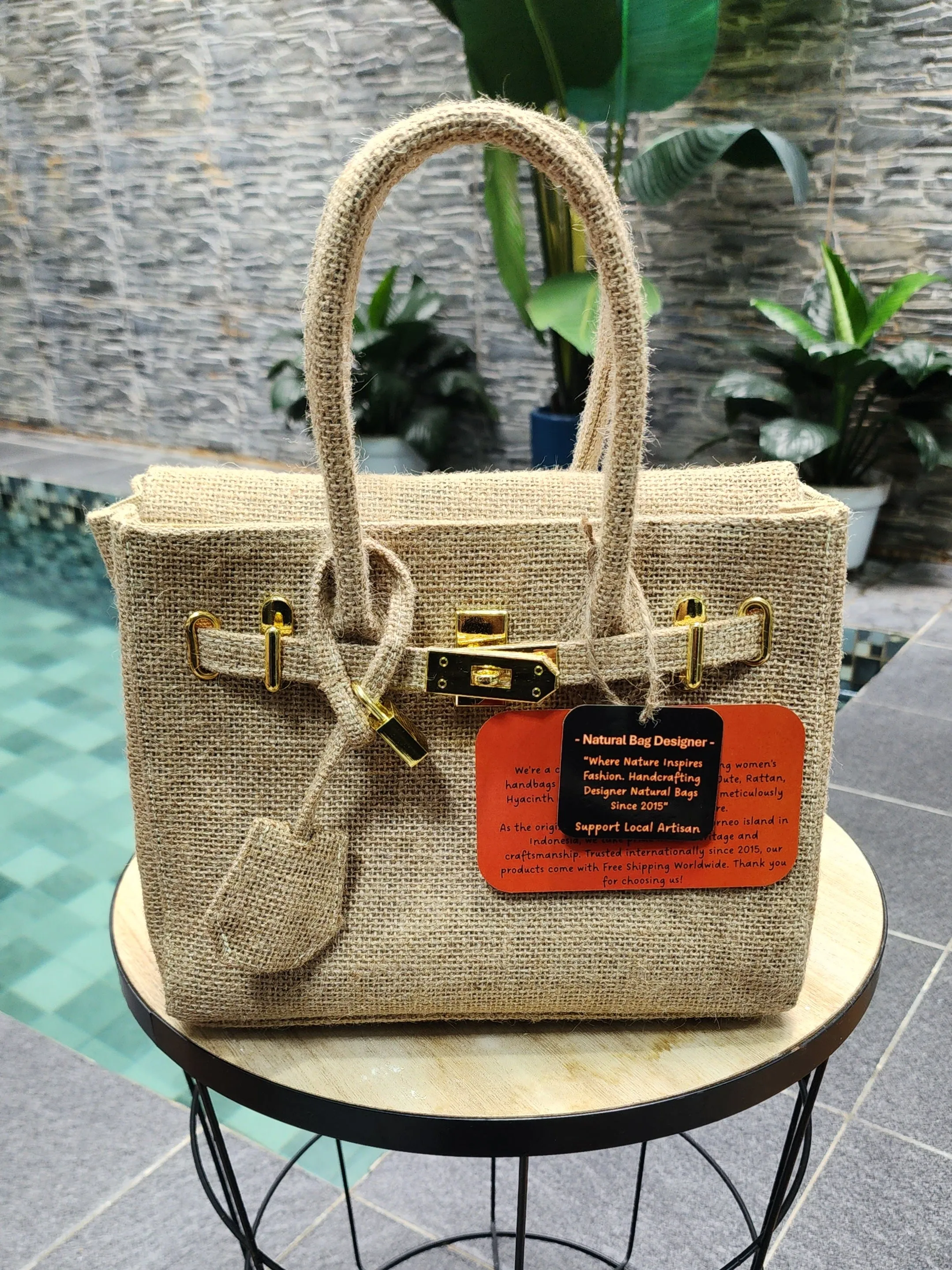 Handmade burlap / jute bag, Small size (25cm)_style 3