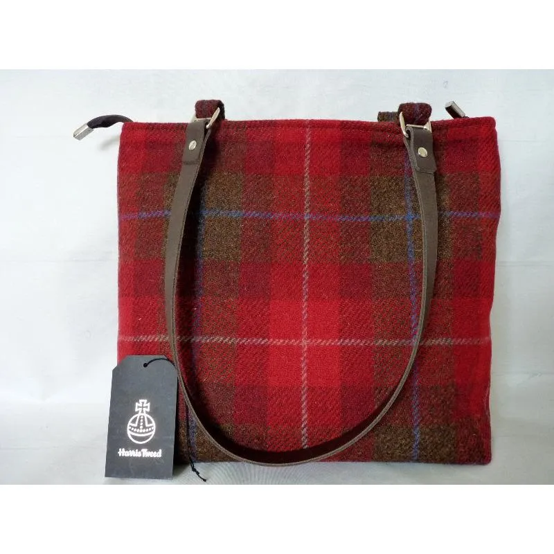 Harris Tweed Bag - Bedale Tote Bag - Red & Brown