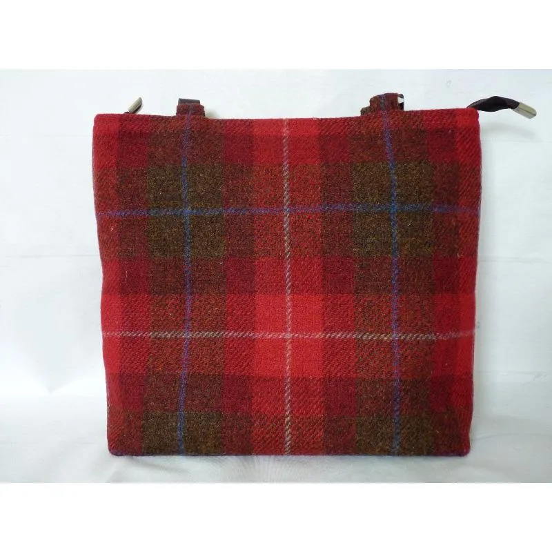 Harris Tweed Bag - Bedale Tote Bag - Red & Brown