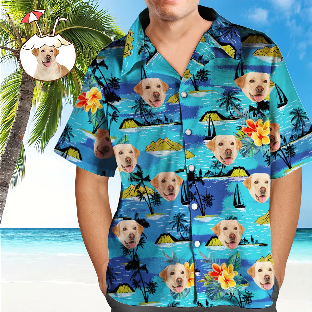 Hawaiian Shirt Personalised Face Men's All Over Print Leaves Short Sleeve Bulk Buying