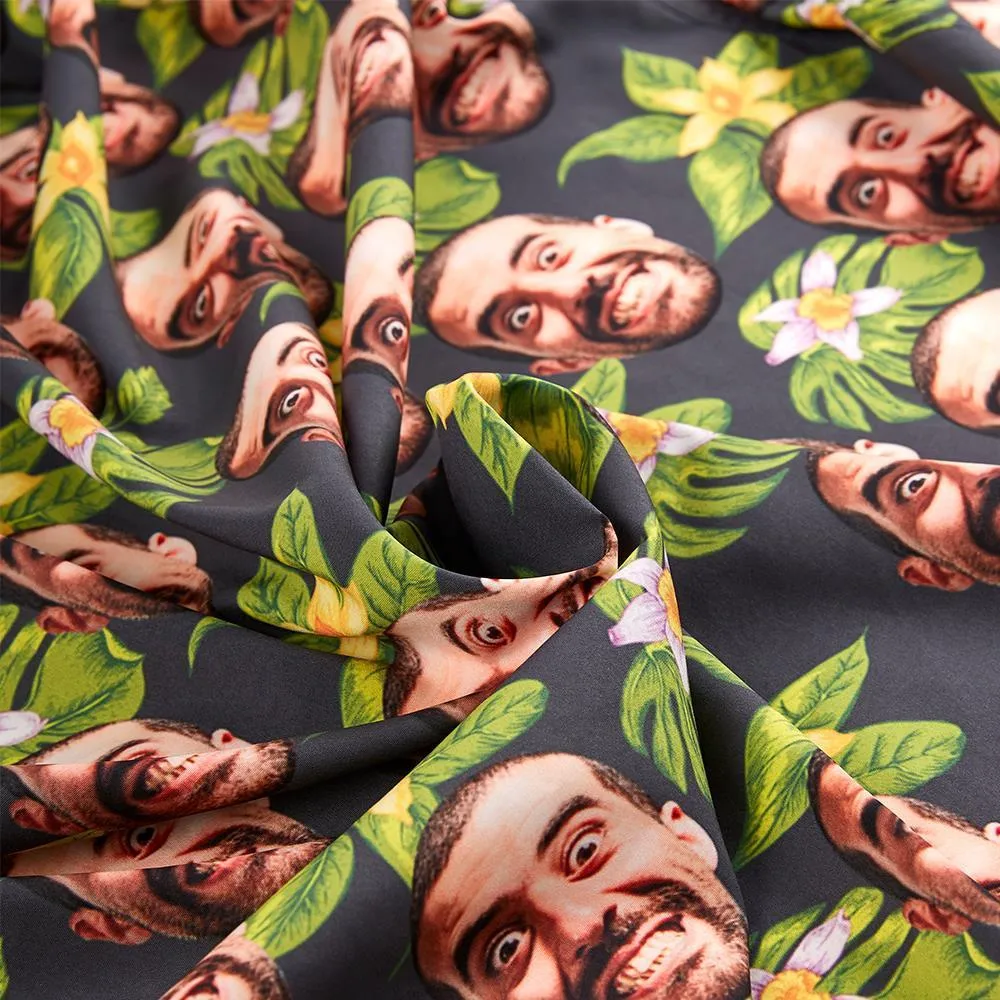 Hawaiian Shirt Personalised Fresh Green Leaves Shirt with Face on It for Man