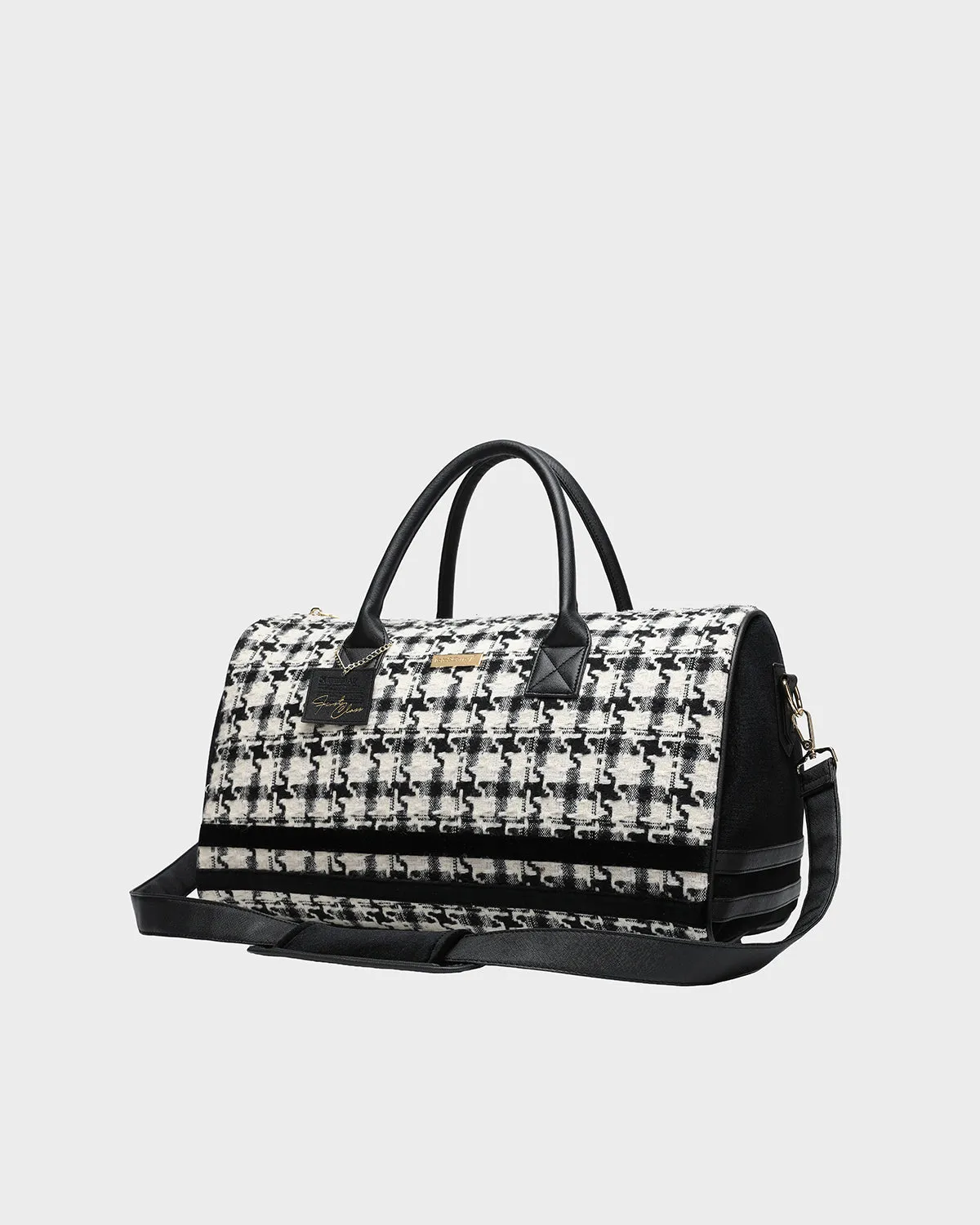 Houndstooth Duffle Bag in Black & White