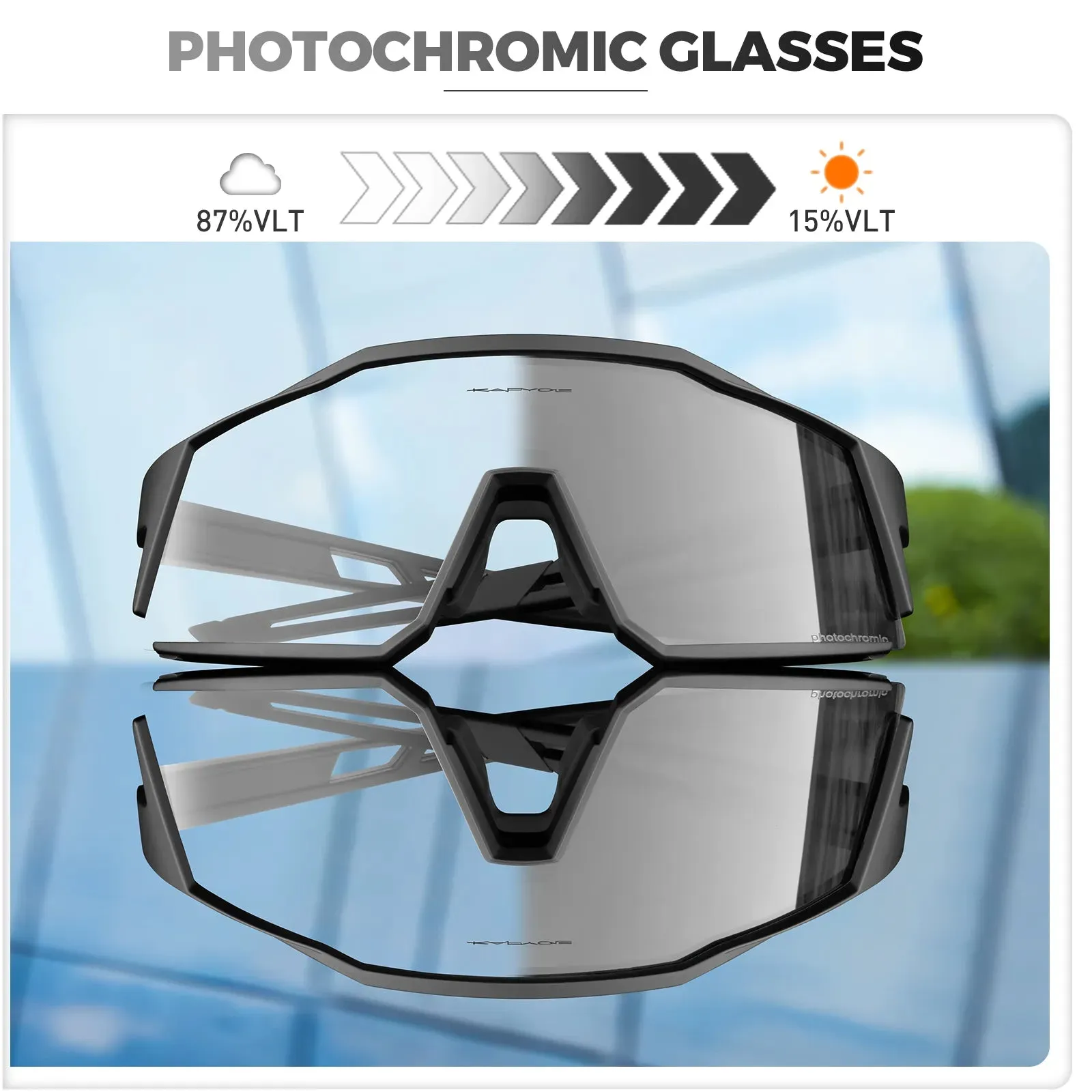 KAPVOE New Photochromic Cycling Glasses Men MTB Cycling Sunglasses Women Road Bicycle Glasses UV400 Outdoor Bicycle Sunglasses