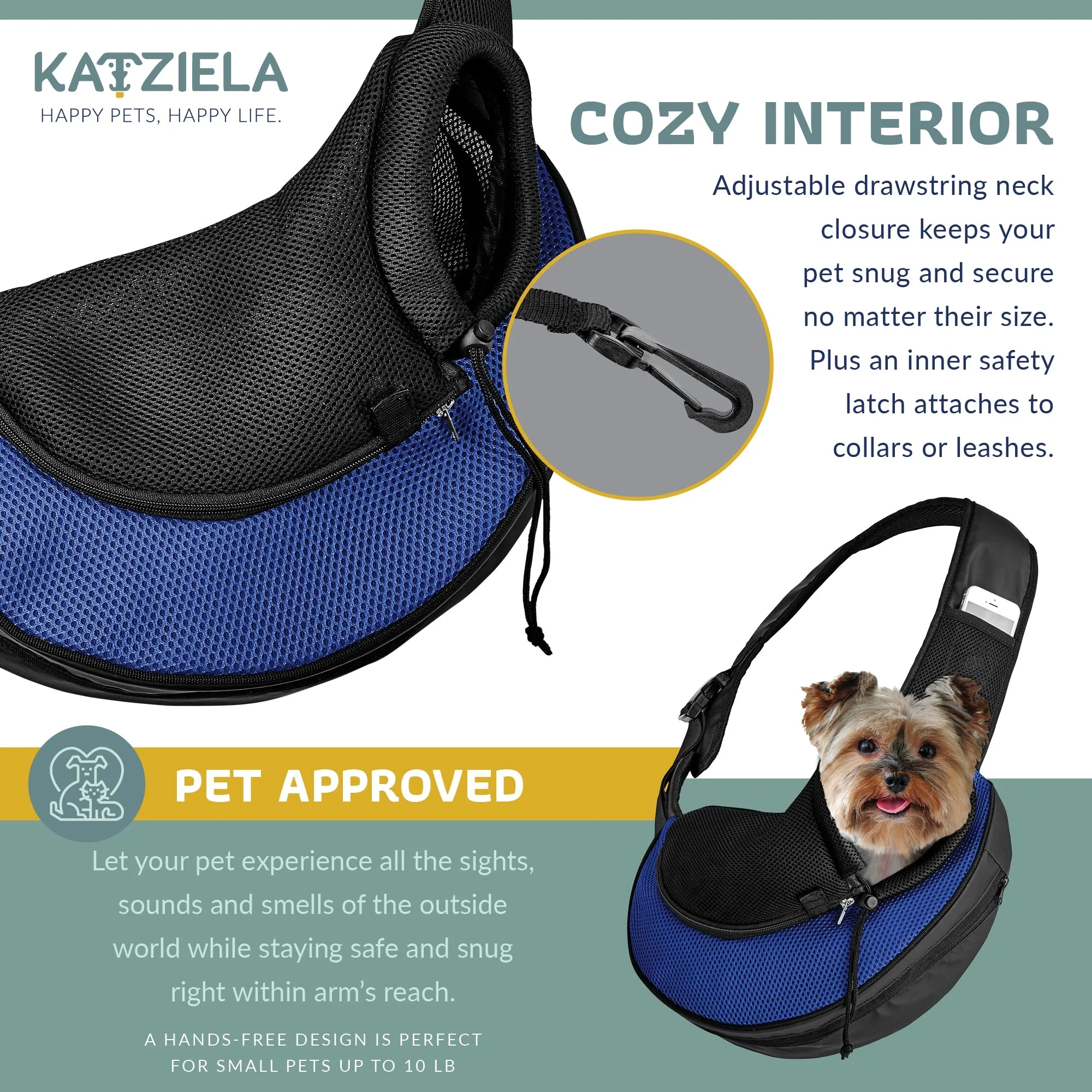 Katziela Expandable Sling Dog & Cat Carrier - Blue