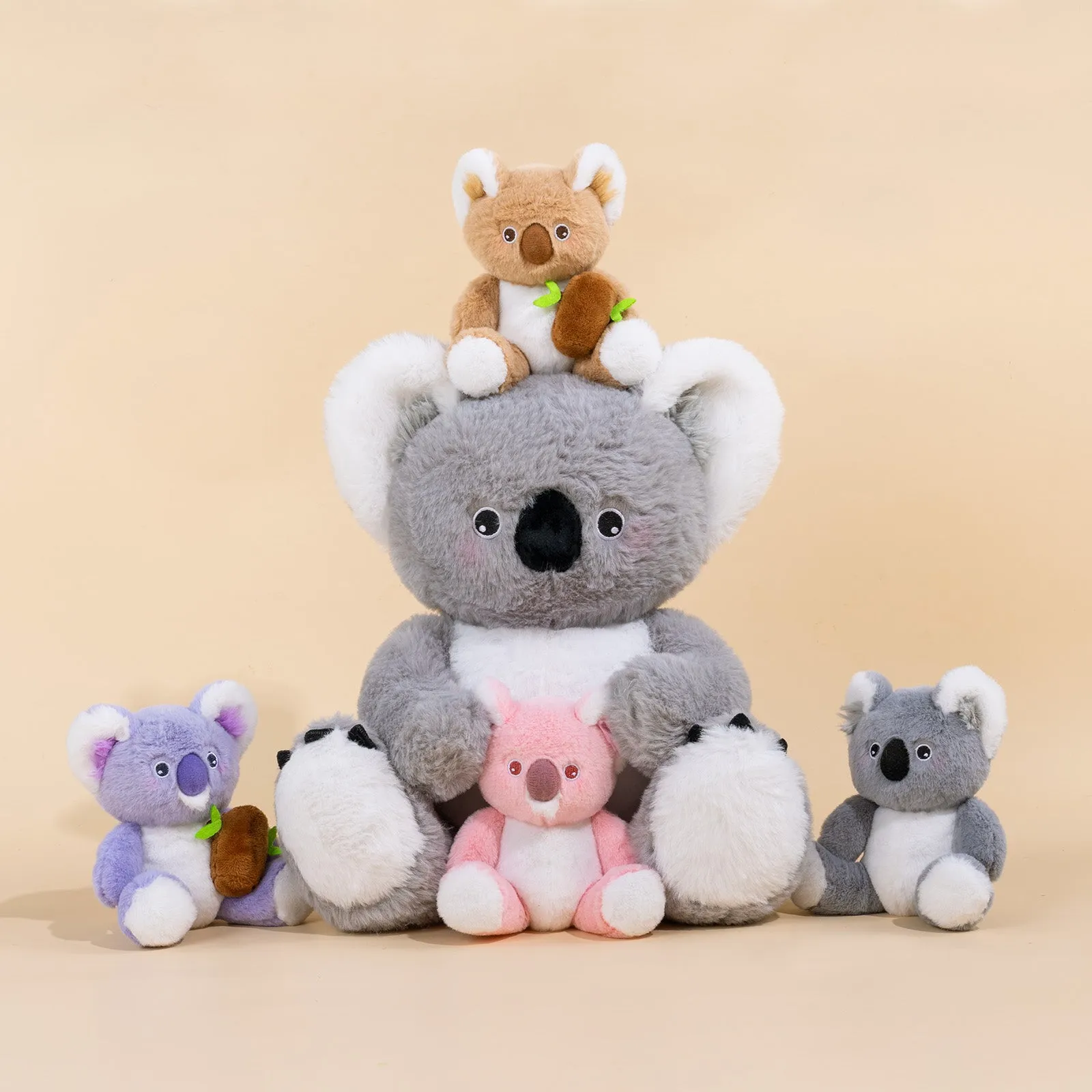 Koala Family with 4 Babies Plush Playset Animals Stuffed Gift Set