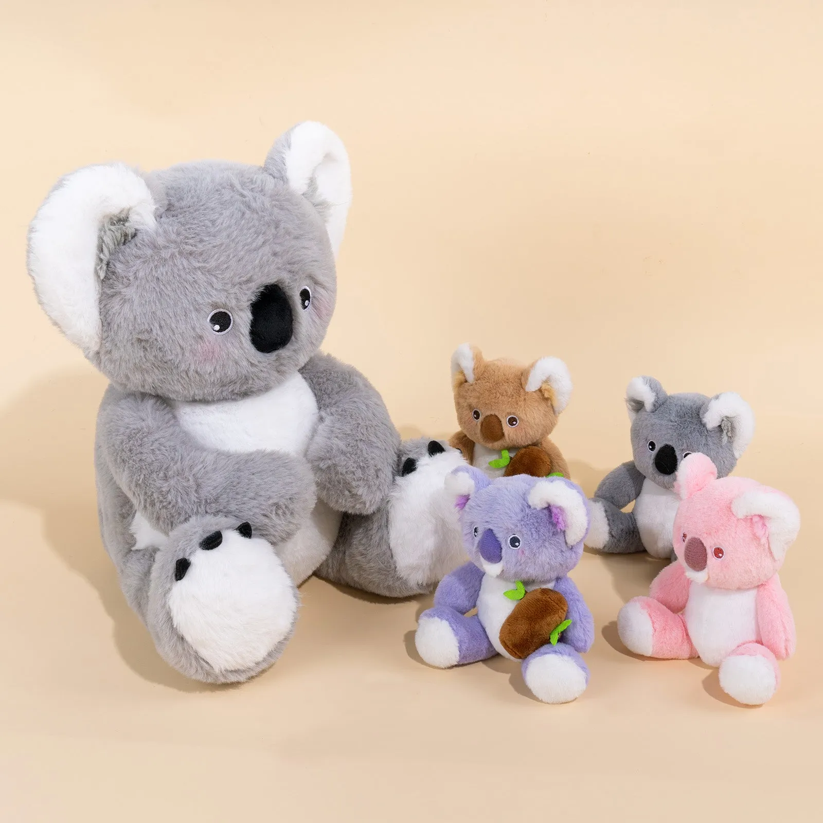 Koala Family with 4 Babies Plush Playset Animals Stuffed Gift Set