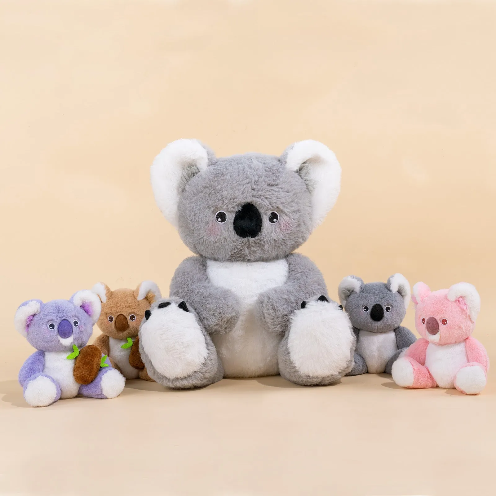 Koala Family with 4 Babies Plush Playset Animals Stuffed Gift Set