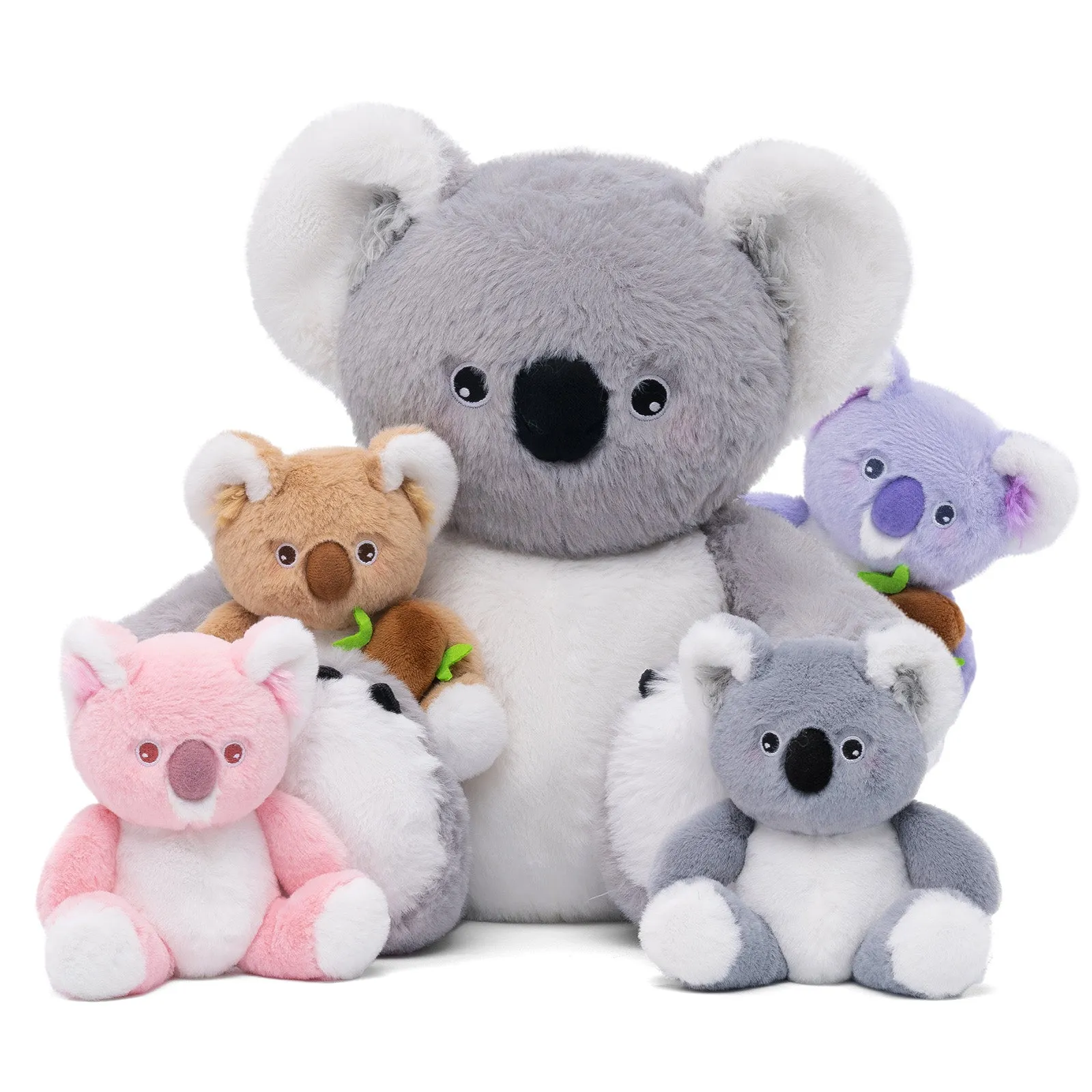 Koala Family with 4 Babies Plush Playset Animals Stuffed Gift Set