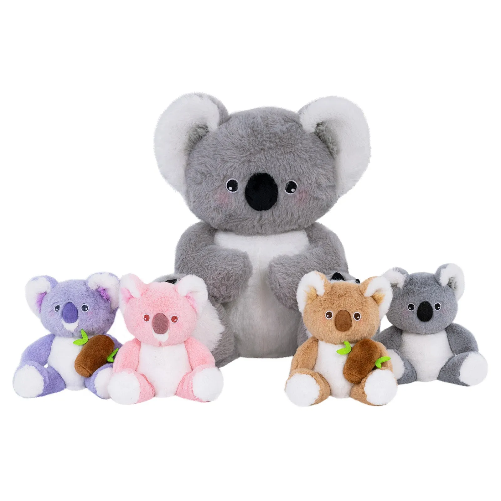 Koala Family with 4 Babies Plush Playset Animals Stuffed Gift Set