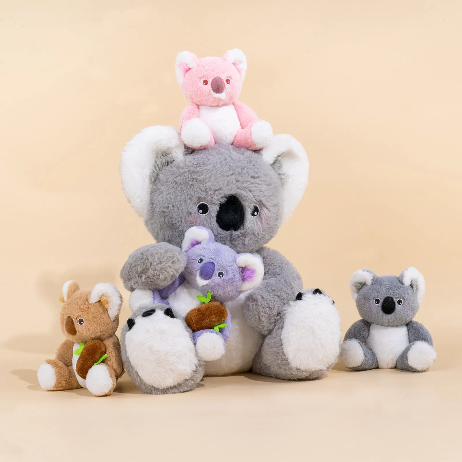 Koala Family with 4 Babies Plush Playset Animals Stuffed Gift Set