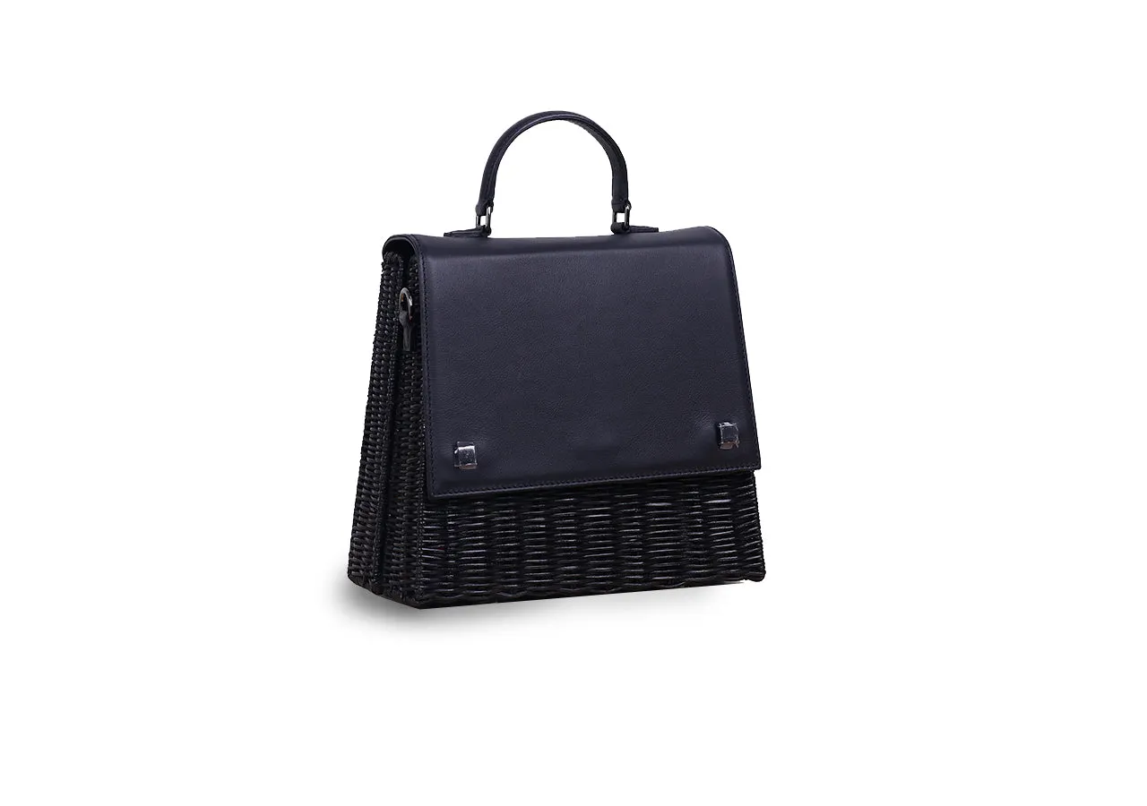 Laila Wicker Hand Bag (Black)