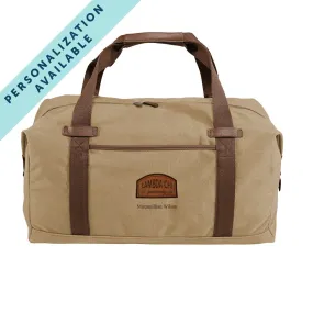 Lambda Chi Khaki Canvas Duffel With Leather Patch