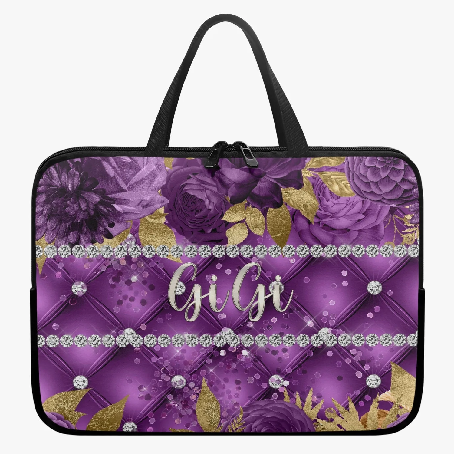 Laptop Sleeve with handles - Purple Floral - GiGi