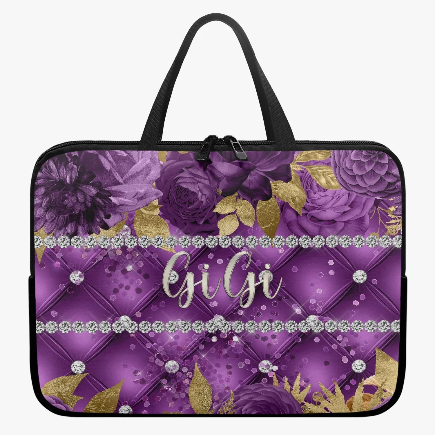 Laptop Sleeve with handles - Purple Floral - GiGi