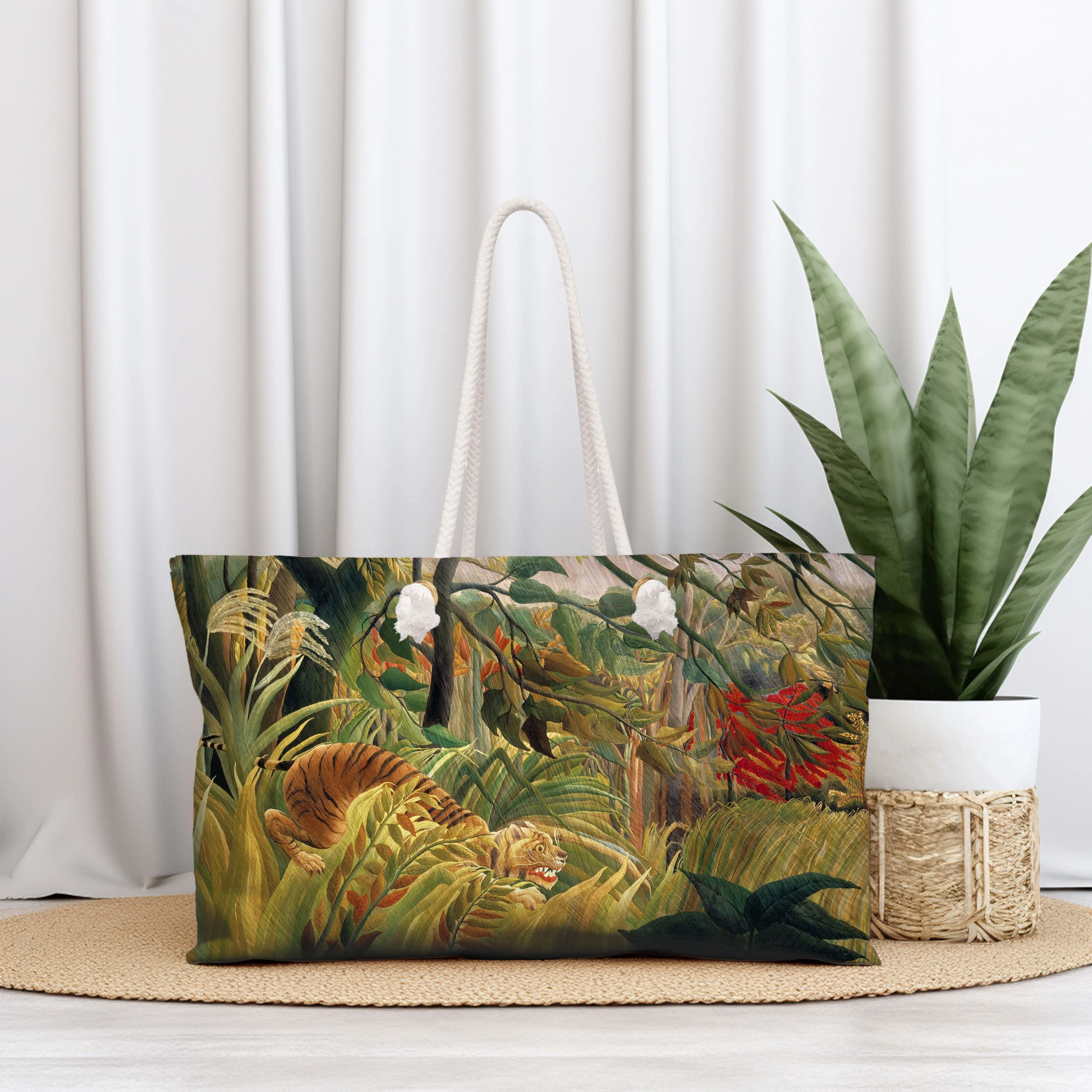 Large Tote Bag - Tigers in a Storm