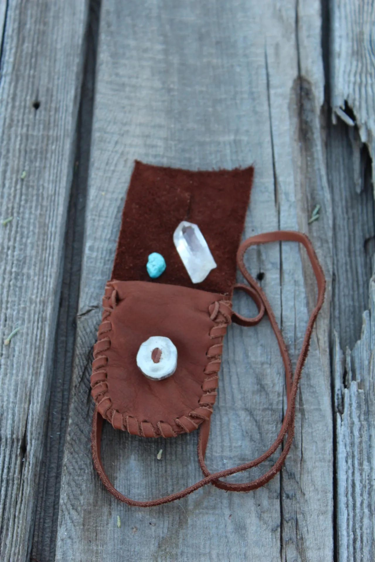 Leather medicine bag, necklace bag