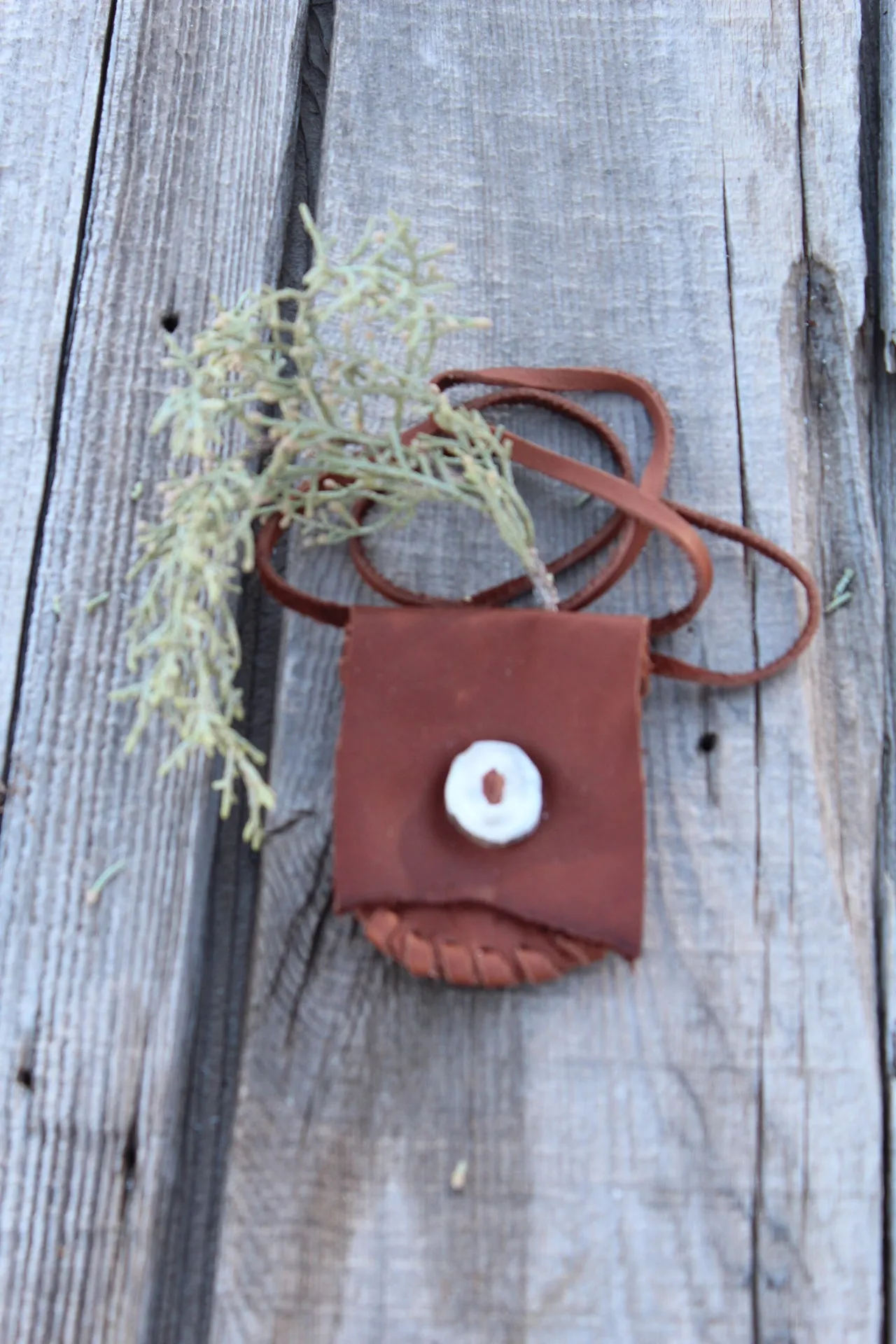 Leather medicine bag, necklace bag