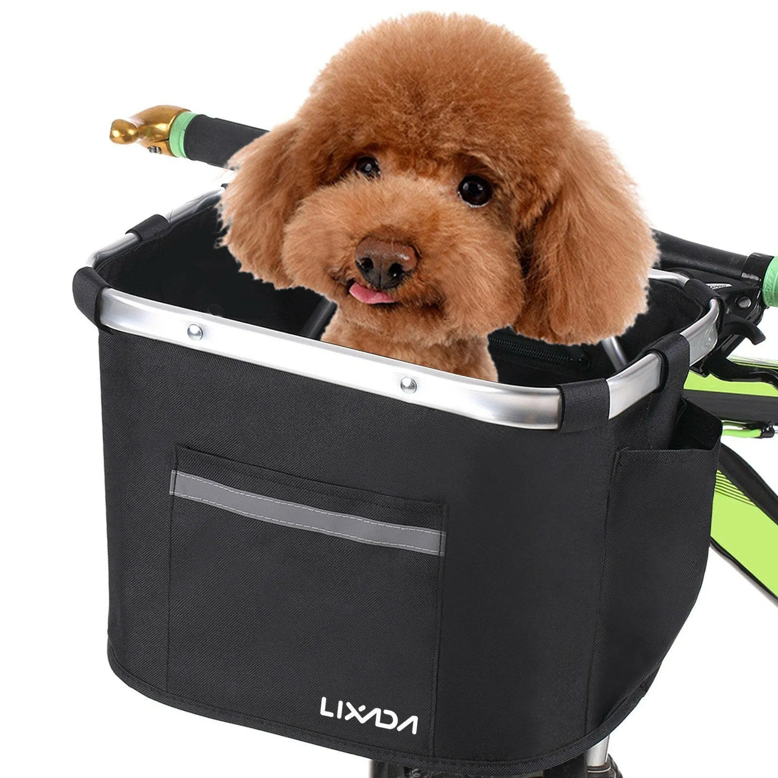 Lixada Collapsible Bike Basket Bicycle Handlebar Front Basket Pet Carrier Bag for Shopping Commuting