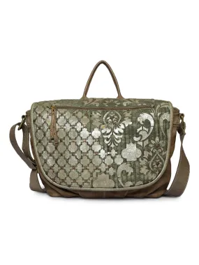 Luminosa: Metallic Effect With Flower Cut Leather Crossbody Bag