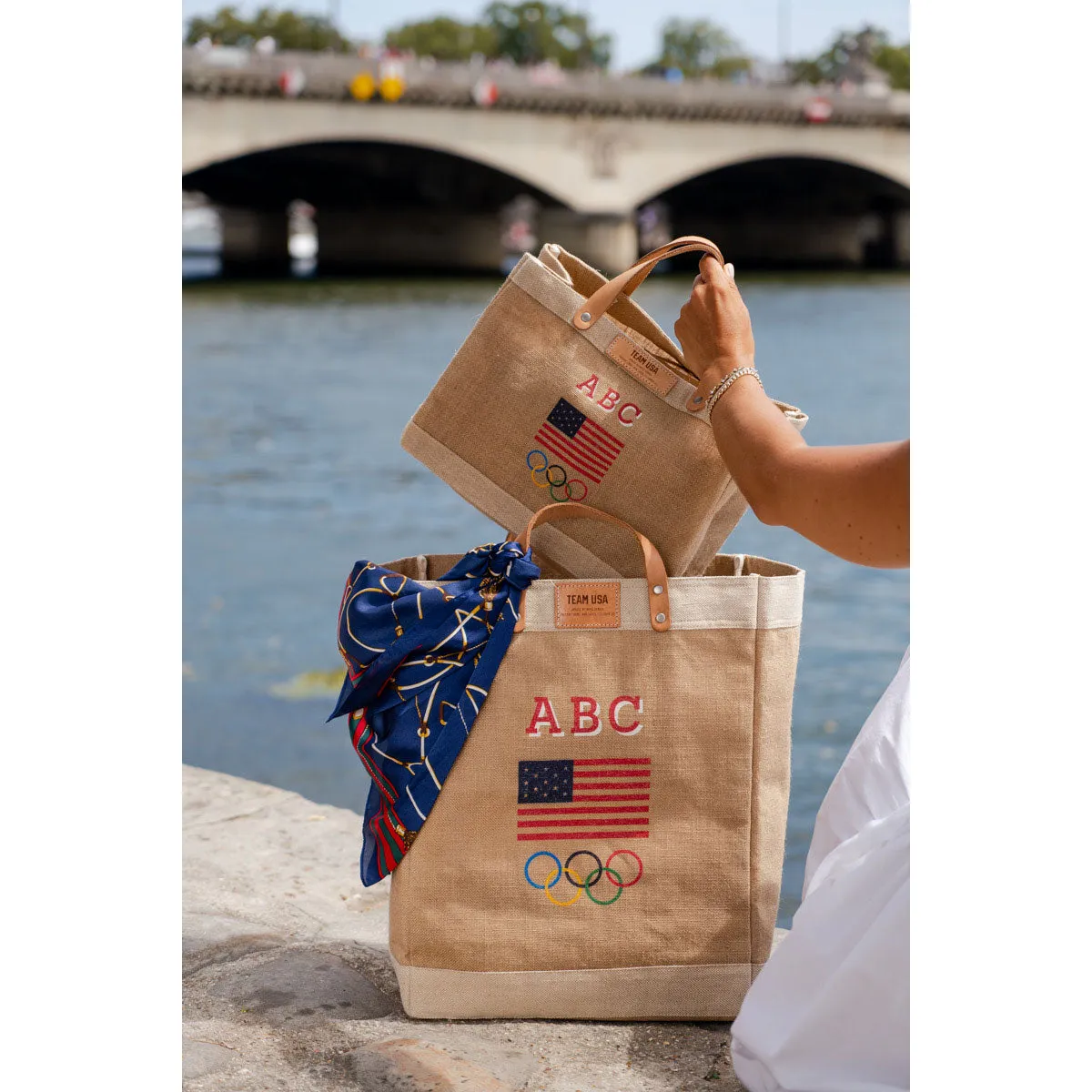 Market Bag in Natural for Team USA "Black and White"