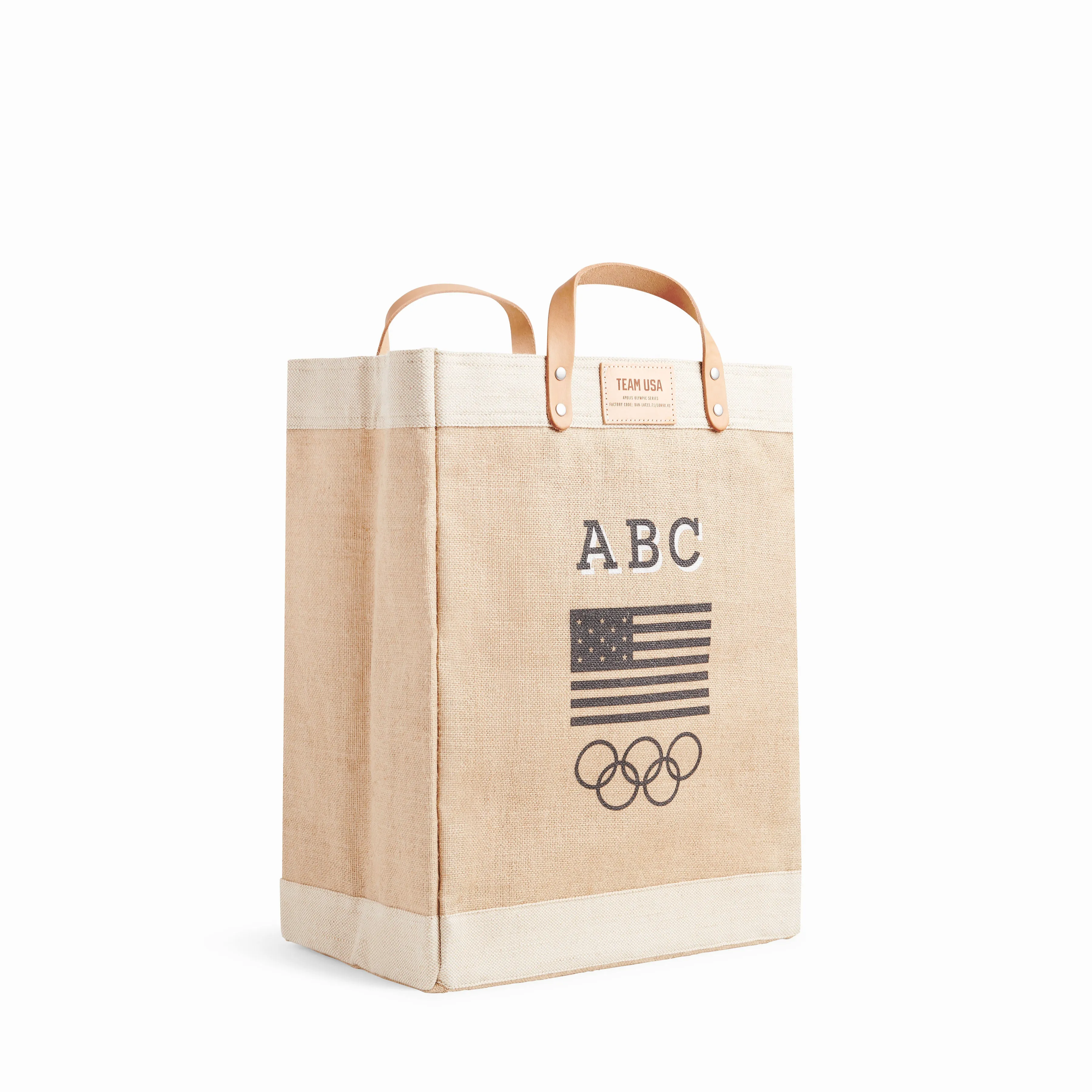 Market Bag in Natural for Team USA "Black and White"