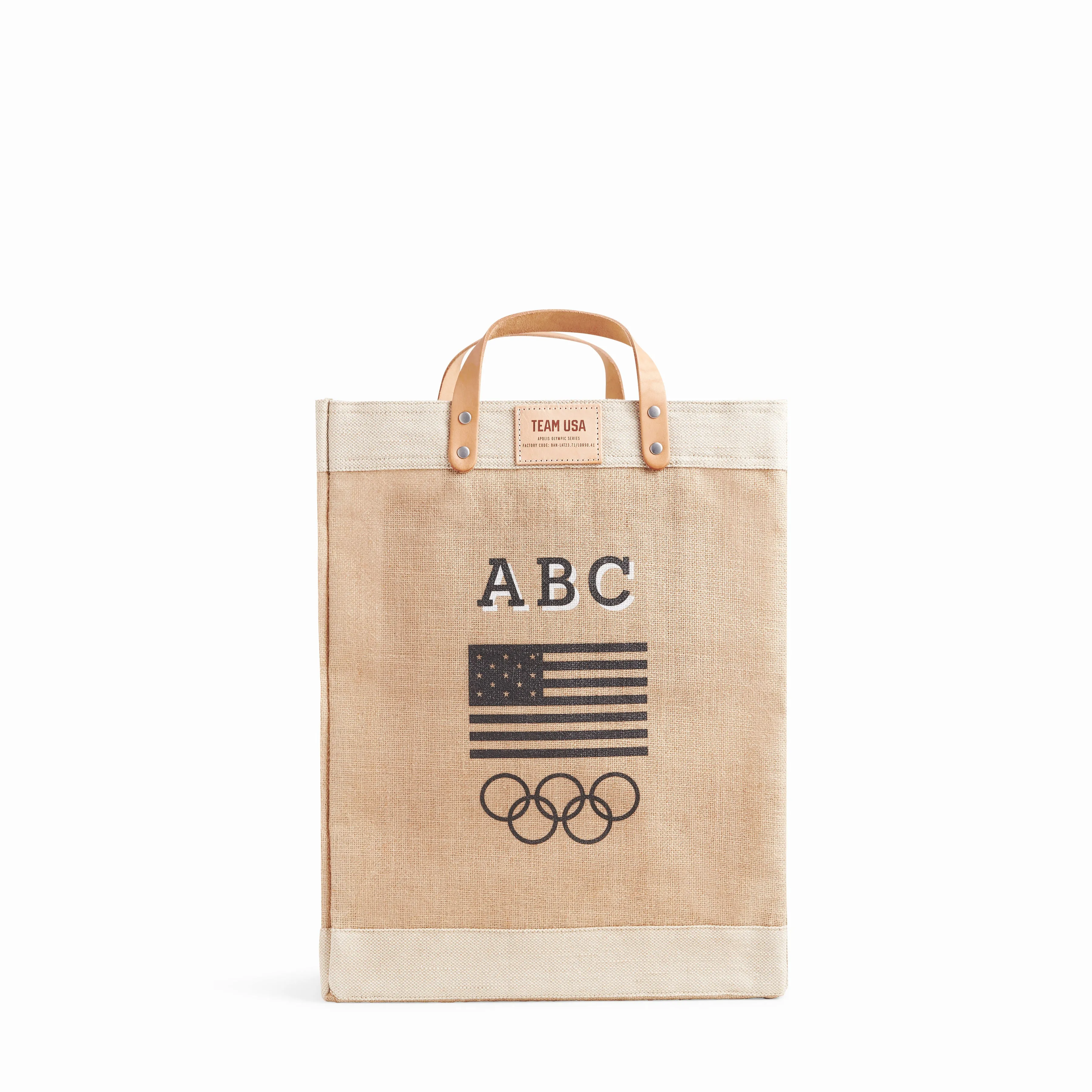 Market Bag in Natural for Team USA "Black and White"