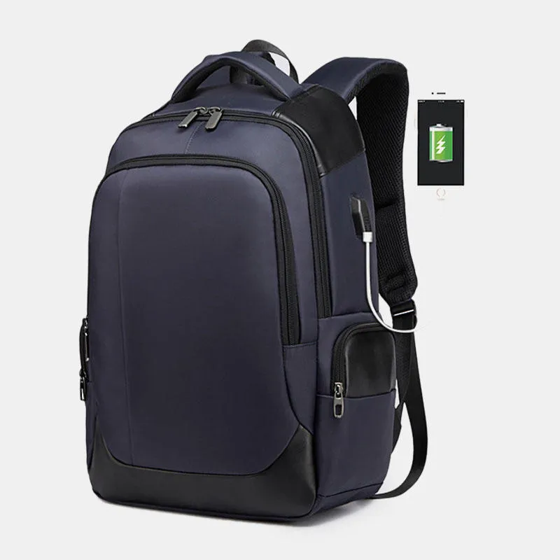 Men Large Capacity Nylon Fashion Casual Backpack With USB Charging Port For Travel Outdoor