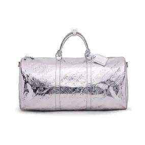 METALLIC MONOGRAM DUFFLE BAG - METALLIC SILVER